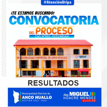 Resultados Finales del proceso de Convocatoria CAS N° 02 – 2023 MDAH
